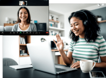 Two women having an online meeting